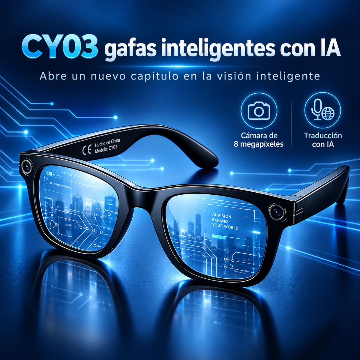 Almivia Vision AI™ – Lentes Inteligentes con Cámara HD