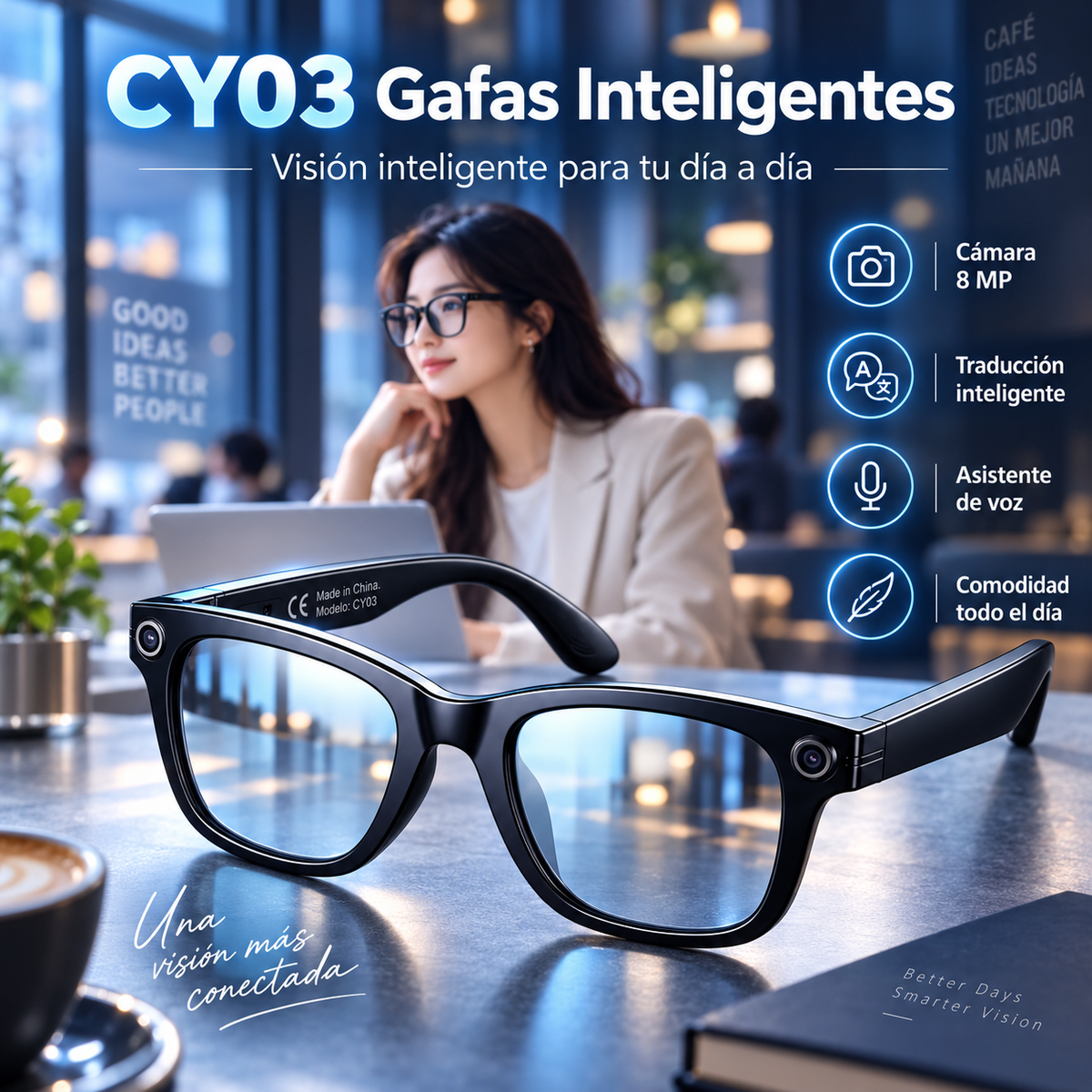 Almivia Vision AI™ – Lentes Inteligentes con Cámara HD