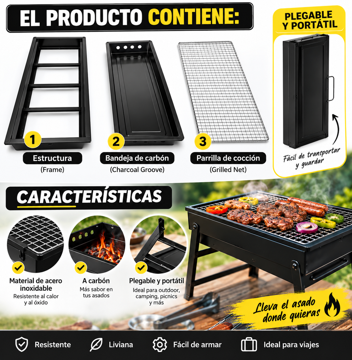GrillGo™ | Parrilla Plegable Portátil 82 cm