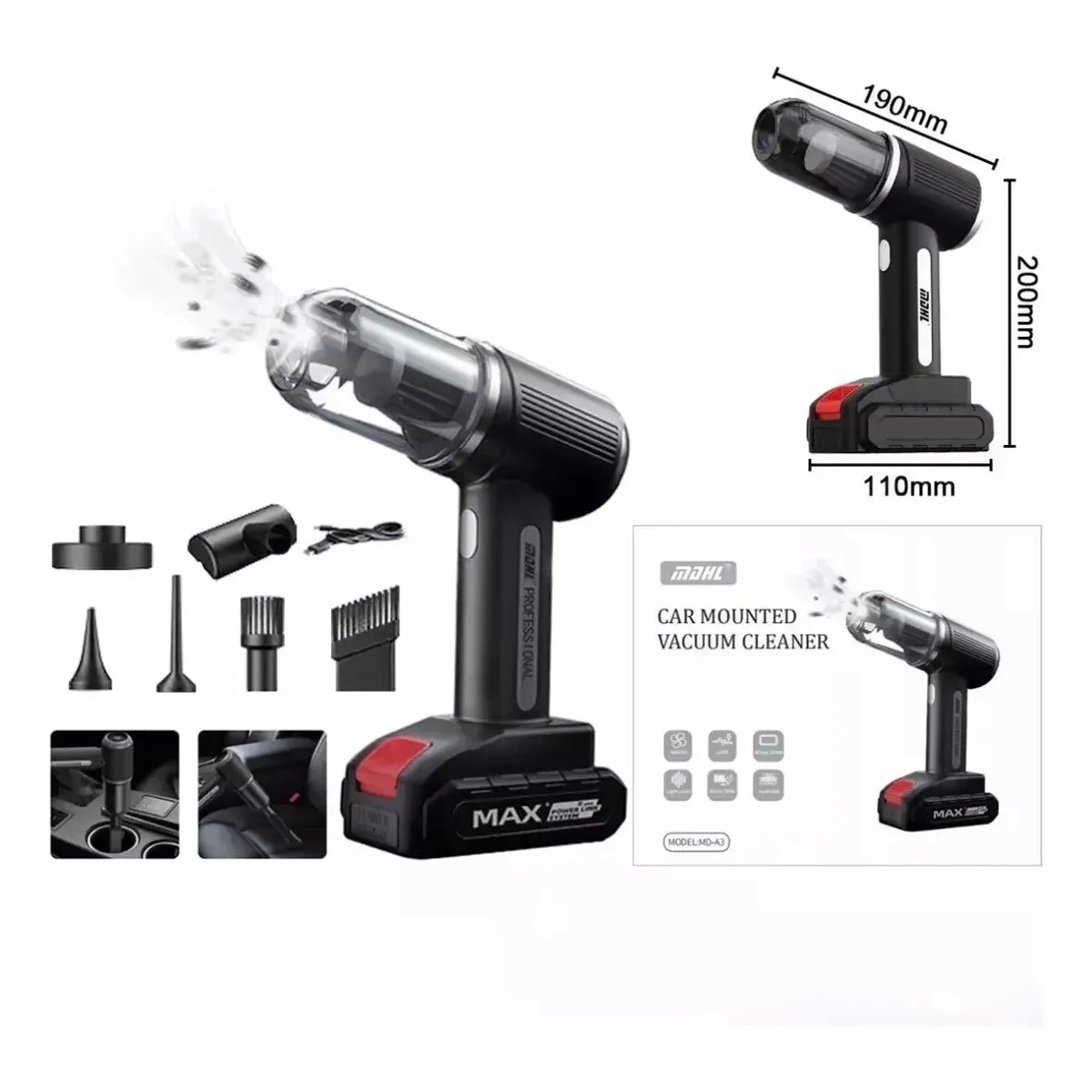 Aspiradora TurboClean 2 en 1 Inalámbrica 21V.